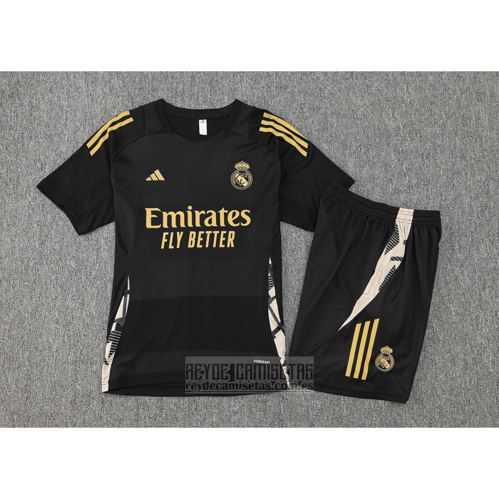 Chandal del Real Madrid Manga Corta 2024-2025 Negro - Pantalon Corto